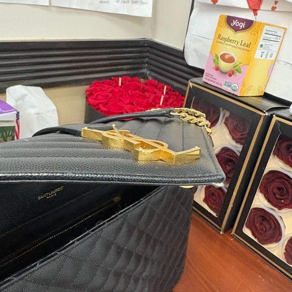 Yves Saint Laurent Black and Gold Quilted Shoulder Bag - Picture 8 of 8